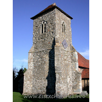 St Andrew, Ashingdon Church – Exterior 3: The small tower is heavily buttressed, and is constructed of Kentish ragstone, like many others in this area.