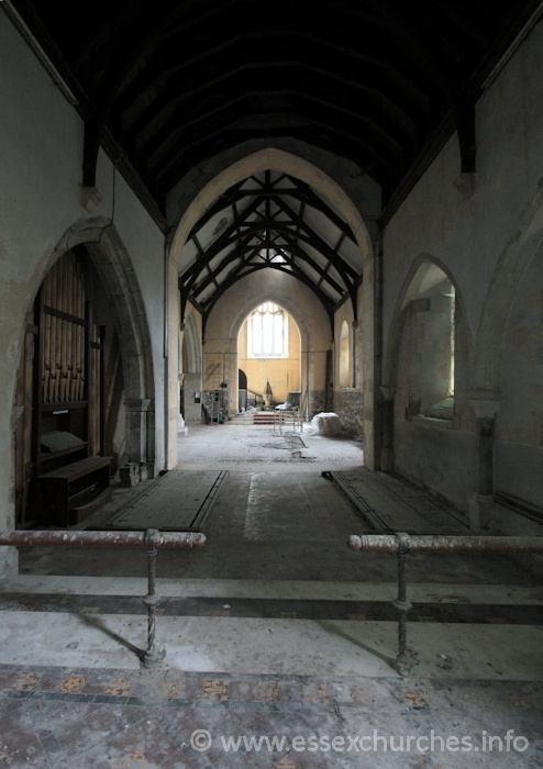 St John the Baptist, Mucking Church – Looking west from the chancel.