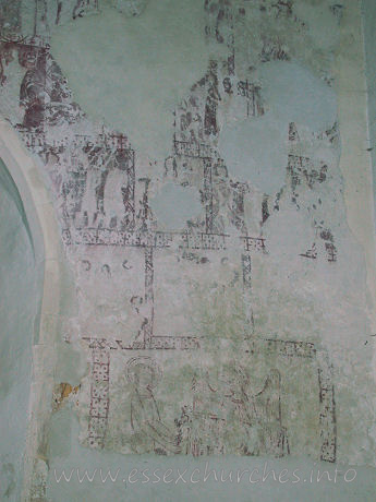 St Mary Magdalene, Great Burstead Church – Part of the range of wall paintings that was discovered in 1989 by workmen. These paintings are responsible for the now much earlier date applied to the S aisle. The earliest of the paintings is dated 1320-1330. The paintings were conserved by Ann Ballantyne.