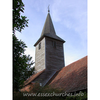 St Mary the Virgin & All Saints, Langdon Hills Old Church – Exterior 3: The belfry was rebuilt in 1842.