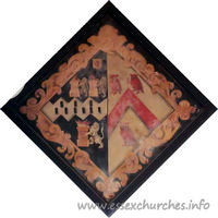 St Michael, Theydon Mount Church – Hatchment 3: This hatchment is for Elizabeth Wood d.1748, 2nd wife of Sir Edward Smyth 3rd Bt.
