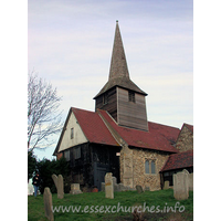 St Nicholas, Laindon Church – Exterior 6: This view from the SW shows the Priest's House in relation to the rest of the church.