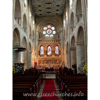 Holy Cross, Waltham Abbey Church – Interior 1: From Pevsner: "The interior is much more impressive. It has something of the sturdy force of Durham Cathedral, though neither its size nor its proportions."