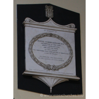 St Peter Ad Vincula, Coggeshall Church – Monument 16: In memory of Charles Joseph Skingley Esq. Second son of the late Henly Skingley Esq. and Ann his wife, of this parish, who departed this life on the 9th March 1853 aged 43 years. His remains are deposited in the chancel of this church. This tablet is erected by his two surviving brothers.