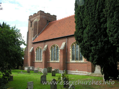 St Andrew, Weeley Church – The west tower of brick is early C16. It has diagonal buttresses and battlements.
