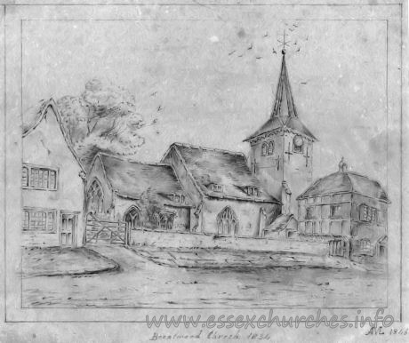 St Thomas Chapel, Brentwood Church – Image from 1842, showing Brentwood St Thomas in 1834. By AML.