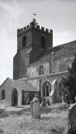 St Andrew, Helion Bumpstead Church – Taken from a picture in the church. Note the old porch, and the existence of the stone tracery in the windows. Compare this with Exterior Image 1.