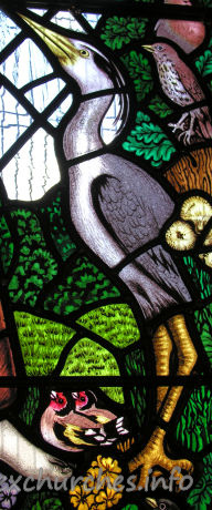 All Saints, Nazeing Church – Detail from Peter Cormack glass, showing heron.