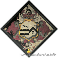All Saints, Nazeing Church – Hatchment 1: For Sir Ralph Palmer, sixth and youngest son of William and Mary Palmer of Nazeing. He married Margaret Eliza, eldest daughter of Maj.-Gen. Fearon, C.B. and died 25 Jan 1838, aged 54. She died 15 Mar 1867. Details taken from Hatchments in Britain: 6, Edited by Peter Summers