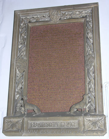 All Saints, Nazeing Church – In memory of GEORGE PALMER Esquire of Nazing Park, in the county of Essex, oldest son of the late WILLIAM and MARY PALMER. A Deputy Lieutenant and Magistrate for the County of Essex, also a Magistrate for the County of Hertford he served as High Sheriff of Hertfordshire in 1818, and in 1836 was returned to Parliament for South Essex which division he represented in three successive parliaments. A firm supporter of the Constitution in Church and State, ever watchful for the protection of all British interests, especially agriculture, shipping and commerce. He was distinguished in times of great political changes by independence of party, and straight-forward integrity and earned the gratitude of the Maritime Profession (in which he has served in early life with distinction in the Service of the Honorable the East India Company), by successfully introducing a beneficial measure to lessen the occurrence of fatal disasters at sea. He retired from Parliament in the year of 1847 but still laboured for the preservation of life from Shipwreck. Closing a life guided by Religion and Duty as a loyal Subject, faithful Friend and affectionate parent on the 12th day of May 1853 in the 82nd year of his age. Also in memory of ANNA MARIA his widow, daughter and co-heiress of WILLIAM BUND, Esqre of Wick in the county of Worcester. One of the most affectionate of wives and mothers, thankful for all Gods mercies and breathing love to all around. She departed this life, October the 13th 1856, in her 87th year. They left issue three sons, George, William and Francis? and one daughter, Elizabeth, married to Robert Bidduleh?, ??? ?bury in the county of Hereford, another ?? ?? havind died in the sixth year of ?? ?? Leicestershire, November 11th.