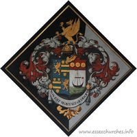 St Mary the Virgin, Layer Marney Church – Hatchment 2: For Matthew Corsellis, of Layer Marney Towers, who married Louisa, daughter of John Utterson, of Marwell Hall, Fareham, Hants, and died without issue, 14 December 1855. Details taken from Hatchments in Britain: 6, Edited by Peter Summers