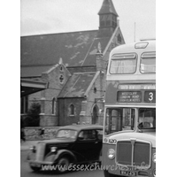 Trinity (Free Church of England), Southend-on-Sea Church – Postcard 2: This is a cropped version of an original taken by Peter Green, Tuesday 16 August 1960. Click here to see the original. Reproduced by kind permission of SCT'61 Website.