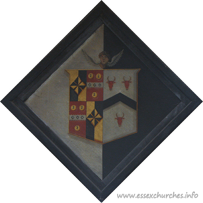 St Andrew, Boreham Church – For Charlotte Curteis, of London, who married Robert Clare Haselfoot, and died 3rd April 1826. Details taken from Hatchments in Britain: 6, Edited by Peter Summers