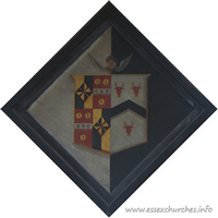 St Andrew, Boreham Church – Hatchment 1: For Charlotte Curteis, of London, who married Robert Clare Haselfoot, and died 3rd April 1826. Details taken from Hatchments in Britain: 6, Edited by Peter Summers