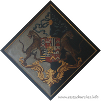 St Andrew, Boreham Church – Hatchment 4: For Sarah, only daughter and heir of William Tyssen, of Waltham House, Hertfordshire, who married in 1791, Sir John Tyrell, 1st Baronet, and died 19th December 1825. Details taken from Hatchments in Britain: 6, Edited by Peter Summers