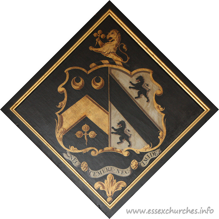 St Mary & All Saints, Rivenhall Church – For the Revd Thomas Walsingham Western, who died 2nd September 1823, aged 75. Details taken from Hatchments in Britain: 6, Edited by Peter Summers