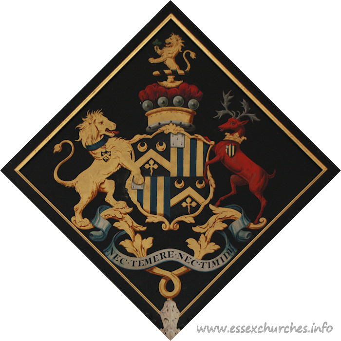 St Mary & All Saints, Rivenhall Church – For Charles, Baron Western, who died, unmarried 13th November 1844, aged 77. Details taken from Hatchments in Britain: 6, Edited by Peter Summers