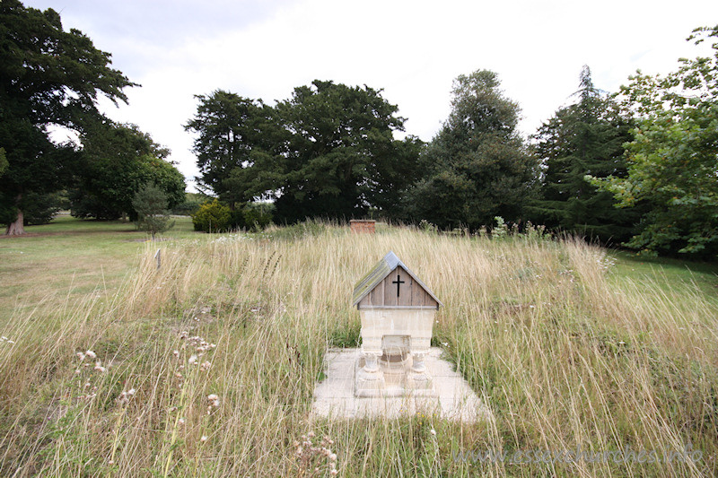 St Margaret, Markshall Church – View of entire length of church footprint, from font at west end, to altar at east end.