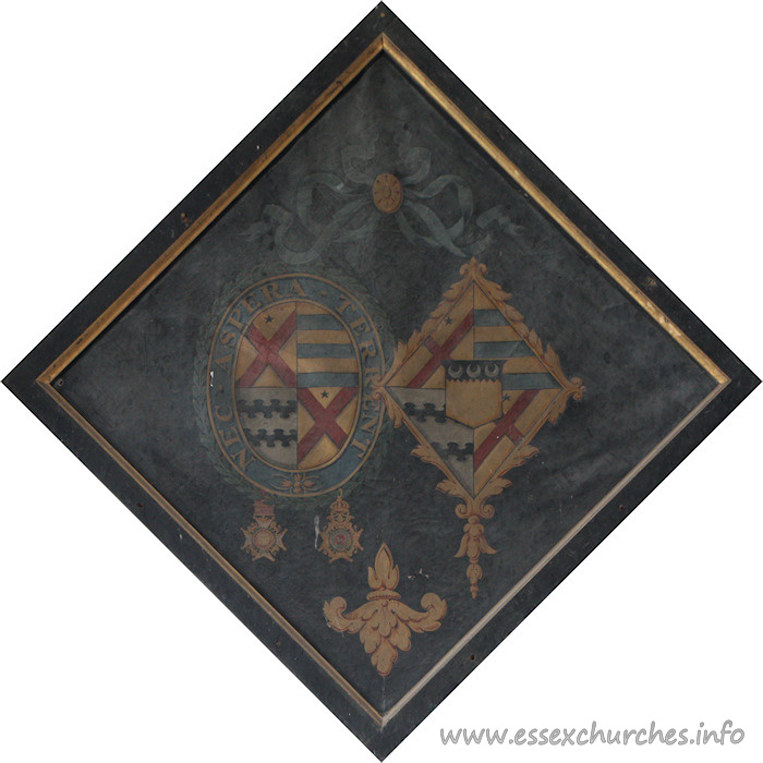 St Mary the Virgin, Little Sampford Church – For Emma, widow of Sir William Cornwallis Eustace. She died 9th March 1865, aged 77. Details taken from Hatchments in Britain: 6, Edited by Peter Summers