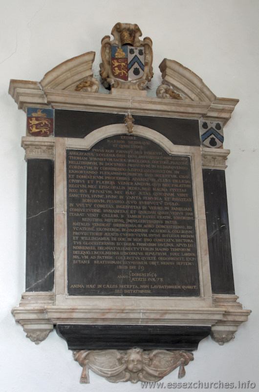 St Mary & All Saints, Lambourne Church – Dr Thomas Winniff - died September 19th 1654, aged 78. Inscription entirely in Latin.