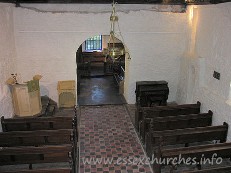 All Saints, Vange Church - The nave from the W gallery - it is interesting to compare 
this with the image in the "Postcards" tab.



