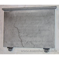 All Saints, Vange Church - Beneath this Marble
are deposited the Mortal Remains of the
Revd David James
Eldest Son of the late Mr John James
of Handir in Cardiganshire;
and near 20 Years Curate of this Parish,
who died April 18th 1806.
In the 46th Year of his Age.

Also Elizabeth James daughter of the above
died March 20th 1804. Aged 8 Months.


