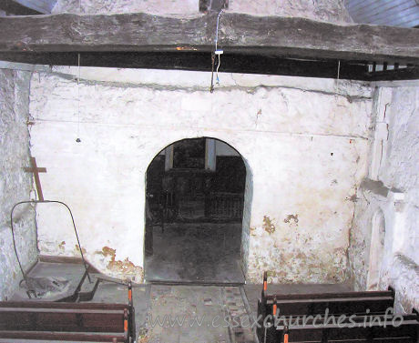 All Saints, Vange Church - The nave, before restoration, taken from the West gallery. 
Again, taken from a picture on display inside the church.
