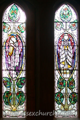 St Mary the Less, Great Warley Church - The wording at the bottom of the window reads "O praise the 
Lord of heaven. Praise Him in the height."


