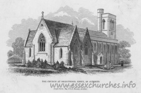 St Thomas of Canterbury, Brentwood Church - The church at Brentwood, Essex, As altered.
Joseph Clarke, Esq. F.S.A. Diocesan Architect.
[following changes made during 1856-1857]