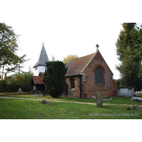 St Andrew, Greensted Church - From this view, you wouldn't appreciate that there is something very special about this church. Unfortunately, due to the planting of the churchyard, it is difficult to photograph St Andrew's as a whole.