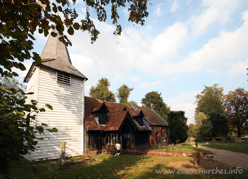 St Andrew, Greensted Church - This shot shows what is so special about St Andrew's. The nave walls are constructed split logs, with wooden tongues holding them together. Recent dendrochronological findings have placed the construction of the nave to around 1060AD, just prior to the Norman conquest. This means that this church is The Oldest Wooden Church in the World, and The Oldest Standing Wooden Building in Europe.