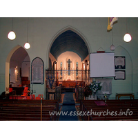 St Peter & St Paul, Dagenham Church - In the Nave. Looking through the chancel arch to the original C13 chancel.
