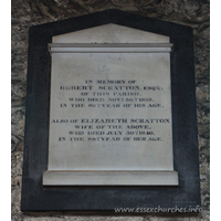 St Mary the Virgin, Prittlewell Church - In memory of Robert Scratton Esq of this parish, who died November 30th 1839, in the 86th year of his age. Also of Elizabeth Scratton, wife of the above, who died July 30th 1840, in the 88th year of her age.