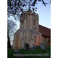 St Peter & St Paul, Hockley Church - 


This is a rather unusual W tower, starting as a square tower with angle buttresses at its base, then becoming an irregular hexagon for its upper part. It is embattled and crowned by a recessed spire.
