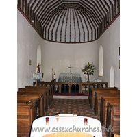 St John the Baptist, Little Maplestead Church - The chancel, with the small pews that fit two people.

