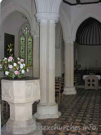 St John the Baptist, Little Maplestead Church - An attempt to show the shape of the nave. This is the view 
looking from the W end, into the northern part of the nave.

