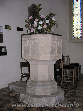 St John the Baptist, Little Maplestead Church - The font, possibly C11.

