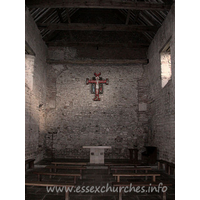 St Peter-on-the-Wall, Bradwell-juxta-Mare  Church - The interior, looking east towards the altar.

