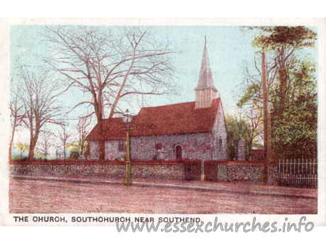 Holy Trinity, Southchurch Church - The small, Norman church, before enlargement.
Postcard - Ellis, Southend-on-Sea
