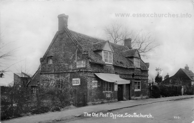 Holy Trinity, Southchurch Church - Not strictly related to Holy Trinity, Southchurch - but this post office did once stand directly opposite the church. It was demolished to make way for the new trams, in the early 20th century. It's foundations would likely be partially under the westbound A13, and partially under the grassed central reservation.