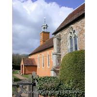 St Mary the Virgin, Tilty Church - It is immediately apparent, from this photo, that the chancel 
is of a very different building style (and size) to the nave.
