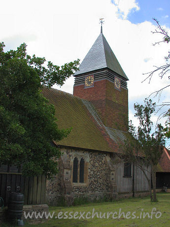 St Mary the Virgin, Bulphan Church - The tower, which is probably Late Victorian, still sports it's Victoria Regina clock, dated 1897. Though curiously, the clock is only on two adjacent sides of the tower!