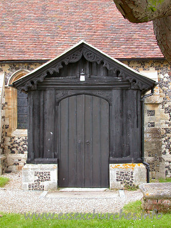 St Mary the Virgin, Bulphan Church - The C15 S porch has tracery decoration, and ornate bargeboarding.