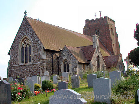 St Margaret, Downham Church - 


This view from the Northeast, shows Street's church of 1871. 
It uses a few windows from the previous church.





