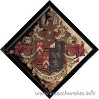 St Germain, Bobbingworth Church - For Capel Cure, of Blake Hall, who married, in 1822, Frederica, daughter of Lt.-Gen. Cheney. of Langley Hall, Derby, and died 1st February 1878, aged 80.
 
Details taken from Hatchments in Britain: 6, Edited by Peter Summers