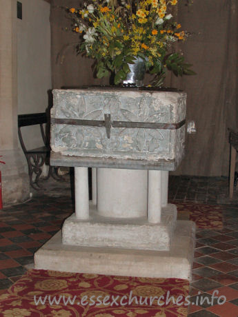 St Edmund, Abbess Roding Church - Late C12 Norman square font.