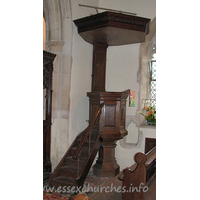 St Edmund, Abbess Roding Church - Pulpit with a huge tester.