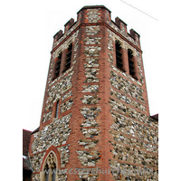 St Alban, Westcliff-on-Sea Church - 


The South-East tower, showing the fabric of the church to be 
flint and rubble with red-brick dressings.



