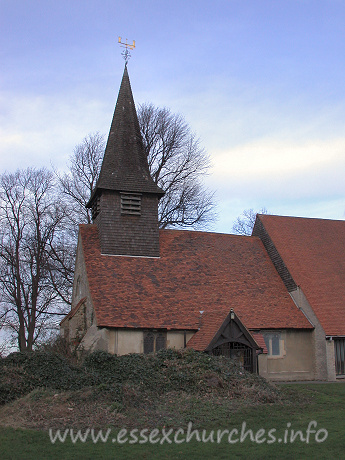 St Peter, Thundersley Church - Unfortunately 
closed when I visited. According to Pevsner, this old part of the church 
consists of nave and aisles under one roof.
