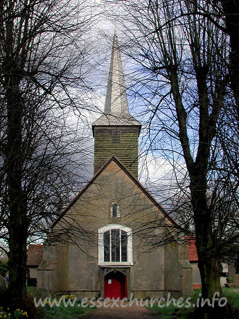 , Stanford%Rivers Church - The original W window can be seen here, high up in the W wall 
of the nave.

